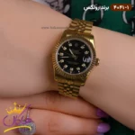 ساعت رولکس زنانه دیت جاست طلایی صفحه مشکی 4044/2 - Image 2