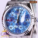 ساعت رولکس مردانه فلزی صفحه آبی گلدار 4044/24 - Image 2