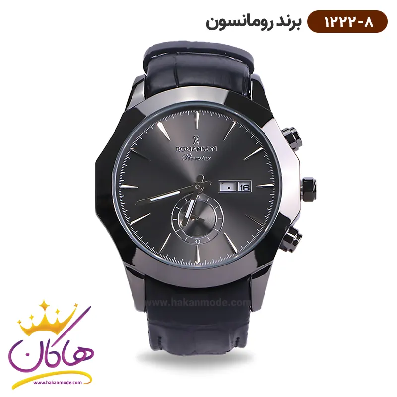 romanson-watch-code-1222.8-1.webp ساعت رومانسون مردانه بند چرمی 1222/8 - Image 1