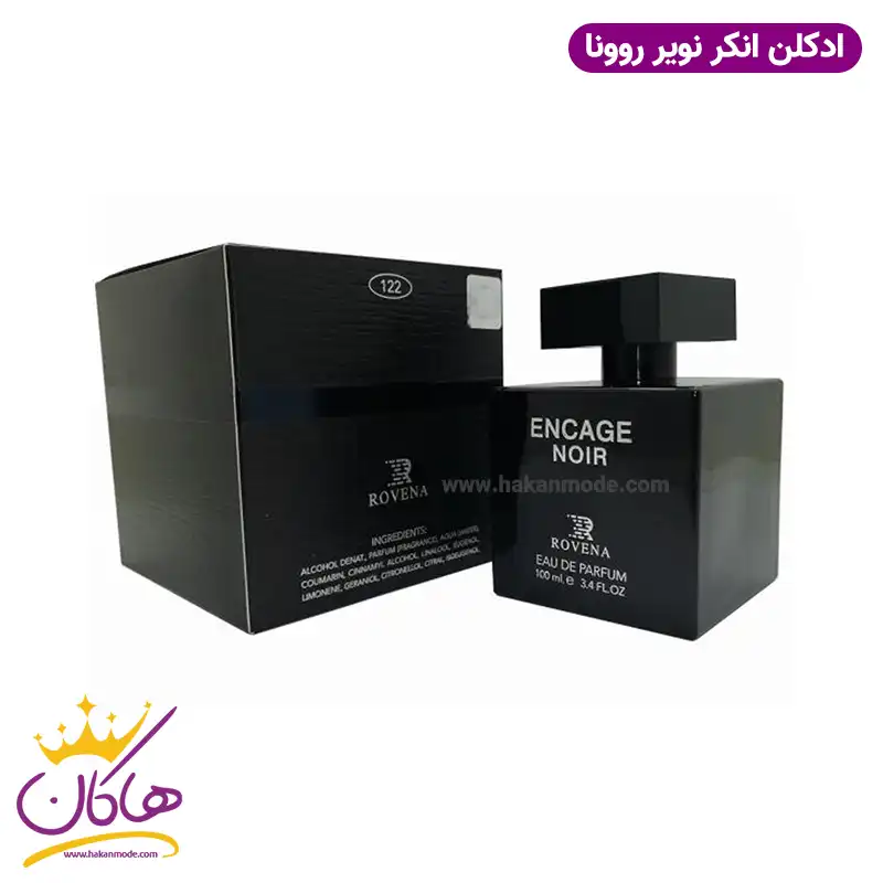 rovena-100ml-encre-noir1.webp ادکلن مردانه لالیک مشکی انکر نویر روونا حجم 100 میل | Rovena Encage noir - Image 1