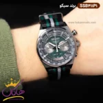 ساعت سیکو مردانه بند برزنت مشکی سبز کرنوگراف SSB411P1 - Image 2