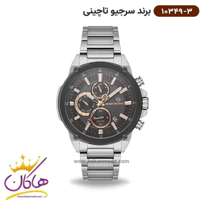 sergio-tachini-watch-code-10349.3-1.webp ساعت سرجیو تاچینی مردانه فلزی نقره ای صفحه مشکی کد 10349/3 - Image 1