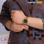 ساعت مچی ست سولیدا فلزی طلایی صفحه مشکی کد 2112 - Image 4
