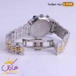 ساعت مچی ست سولیدا فلزی نقره ای طلایی صفحه مشکی کد 3114 - Image 3
