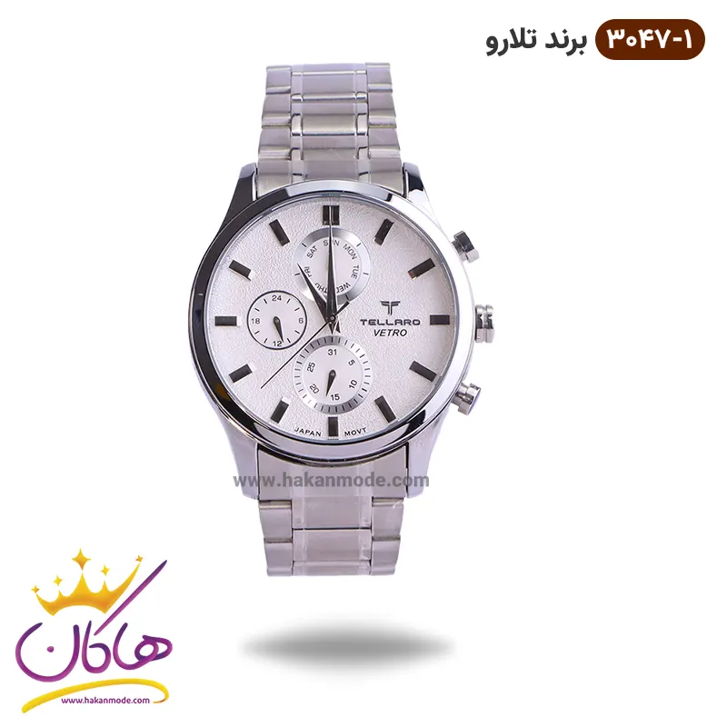 tellaro-watch-code-T3047.1-1.webp ساعت مردانه تلارو نقره ای صفحه سفید کد T3047-1 - Image 1