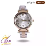 ساعت ویکتور زنانه فلزی قاب طلایی صفحه سفید 1455/3