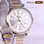 ساعت ویکتور زنانه فلزی نقره ای طلایی صفحه گرد 1484/2 - Image 2