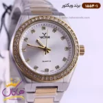 ساعت ویکتور زنانه فلزی قاب طلایی نگین دار 1554/1 - Image 2