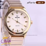 ساعت ویکتور زنانه فلزی طلایی صفحه طرح دار 1560/3 - Image 2