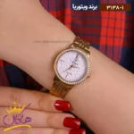 ساعت ویتوریا زنانه فلزی رزگلد صفحه سفید دور نگین 3138/1 - Image 2