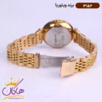 ساعت ویتوریا زنانه فلزی صفحه سفید نگین آبی 3152 - Image 3