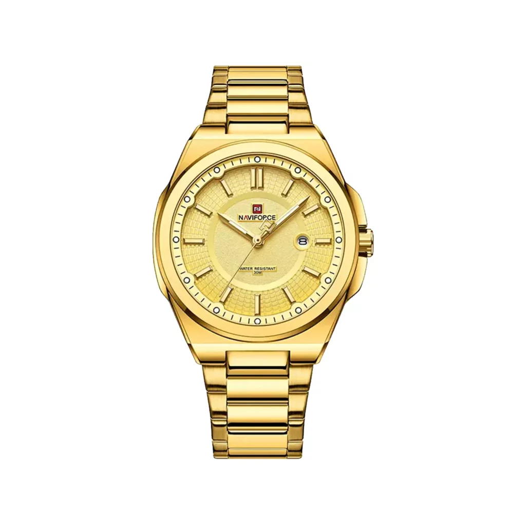 ساعت مچی عقربه ای مردانه نیوی فورس فلزی طلایی NF9212-G.G