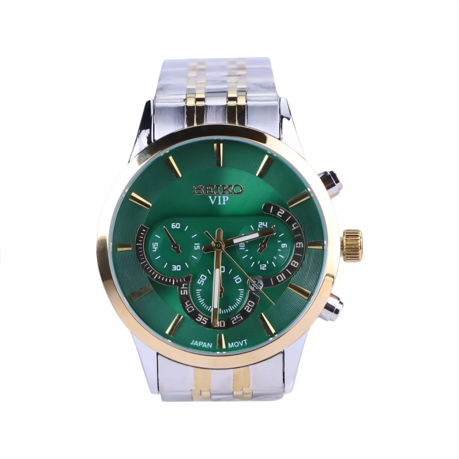 ساعت مچی سیکو مردانه فلزی نقره ای طلایی صفحه سبز G 7127/2