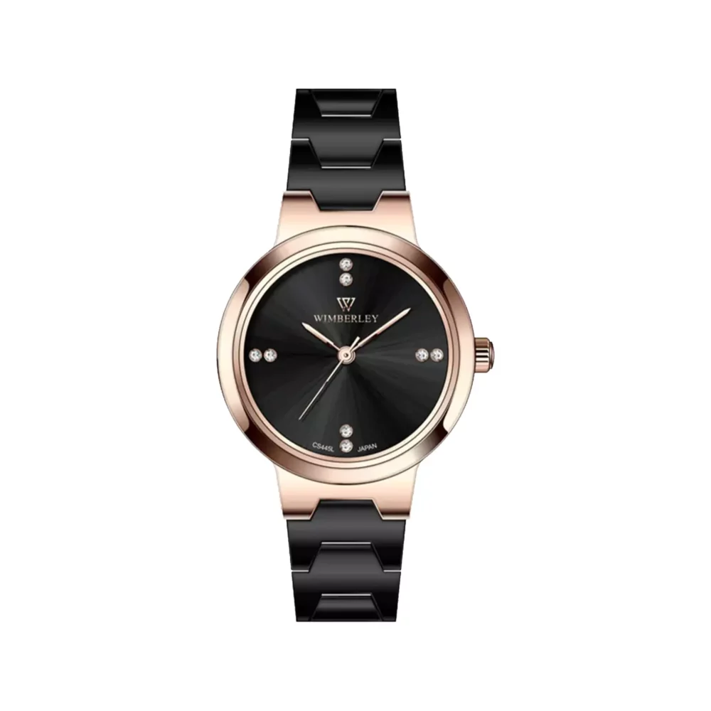 ساعت مچی ویمبرلی زنانه فلزی مشکی قاب رزگلد WB-CS445L-A3