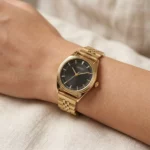ساعت مچی اسپریت زنانه فلزی طلایی صفحه مشکی L 4112/4