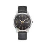 ساعت مچی مردانه تورنادو بند چرم مشکی قاب نقره ای T24007-SLXX