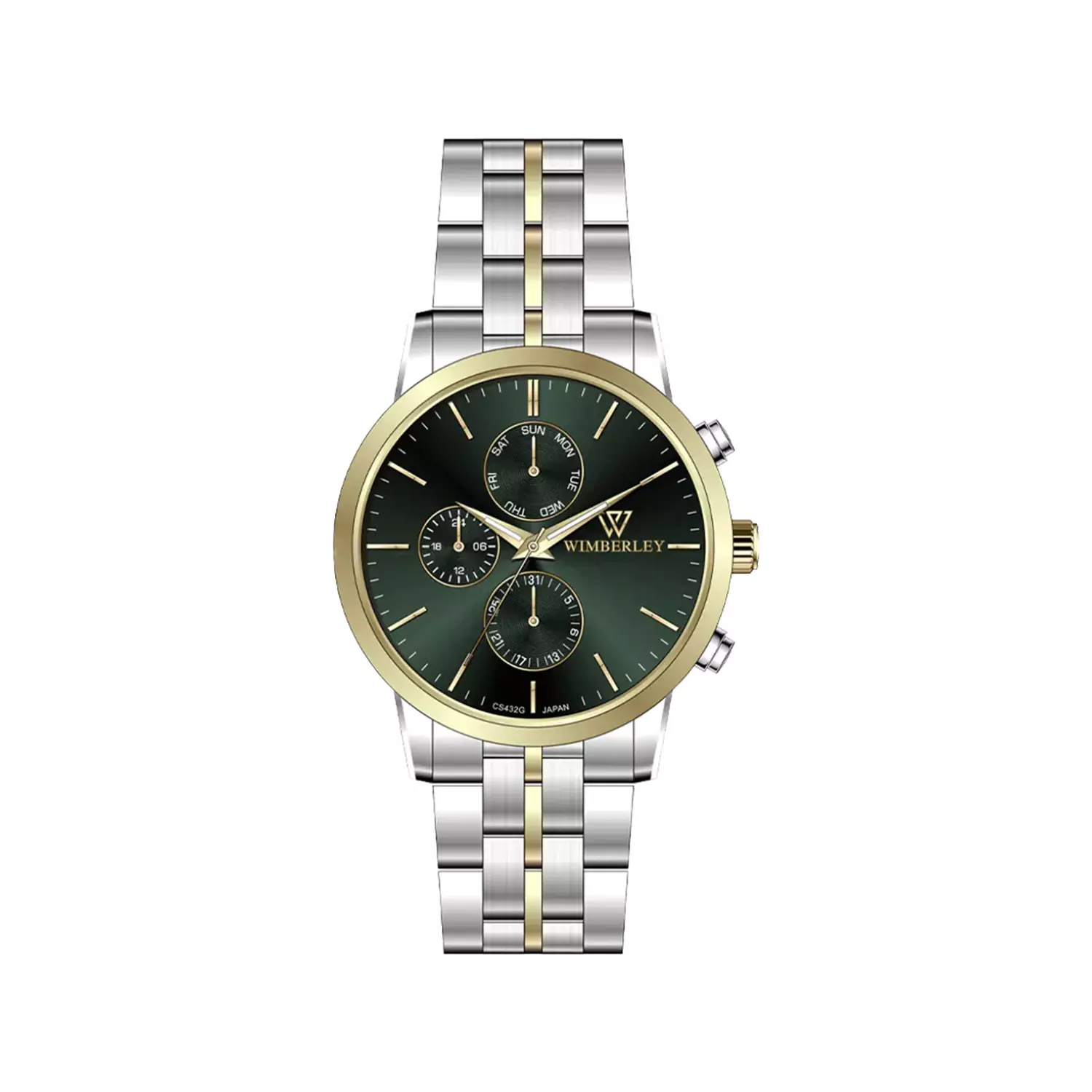 Wimberley-Watch-Code-WB-CS432G-L1.webp ساعت مچی ویمبرلی مردانه فلزی صفحه سبز WB-CS432G-L - تصویر 1