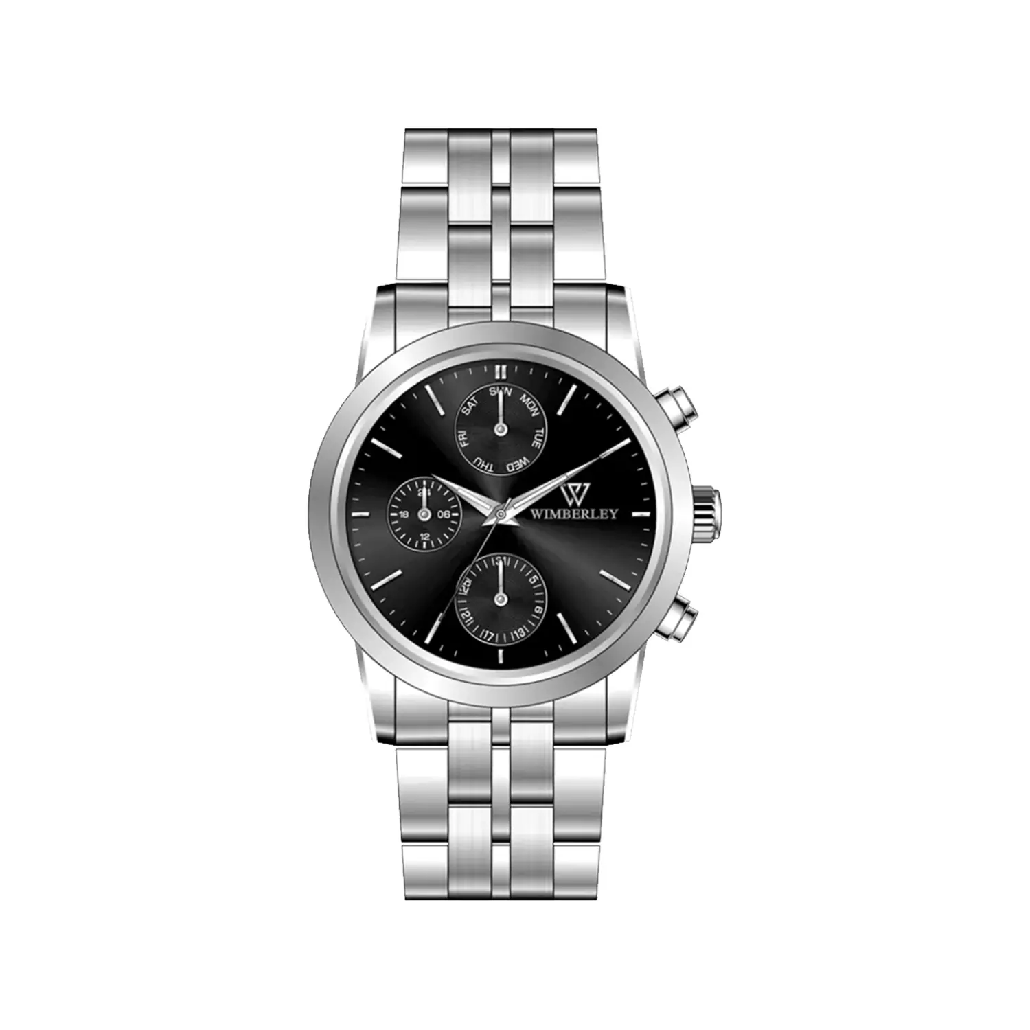 Wimberley-Watch-Code-WB-CS432L-B1.webp ساعت مچی ویمبرلی زنانه فلزی نقره ای صفحه مشکی WB-CS432L-B - تصویر 1