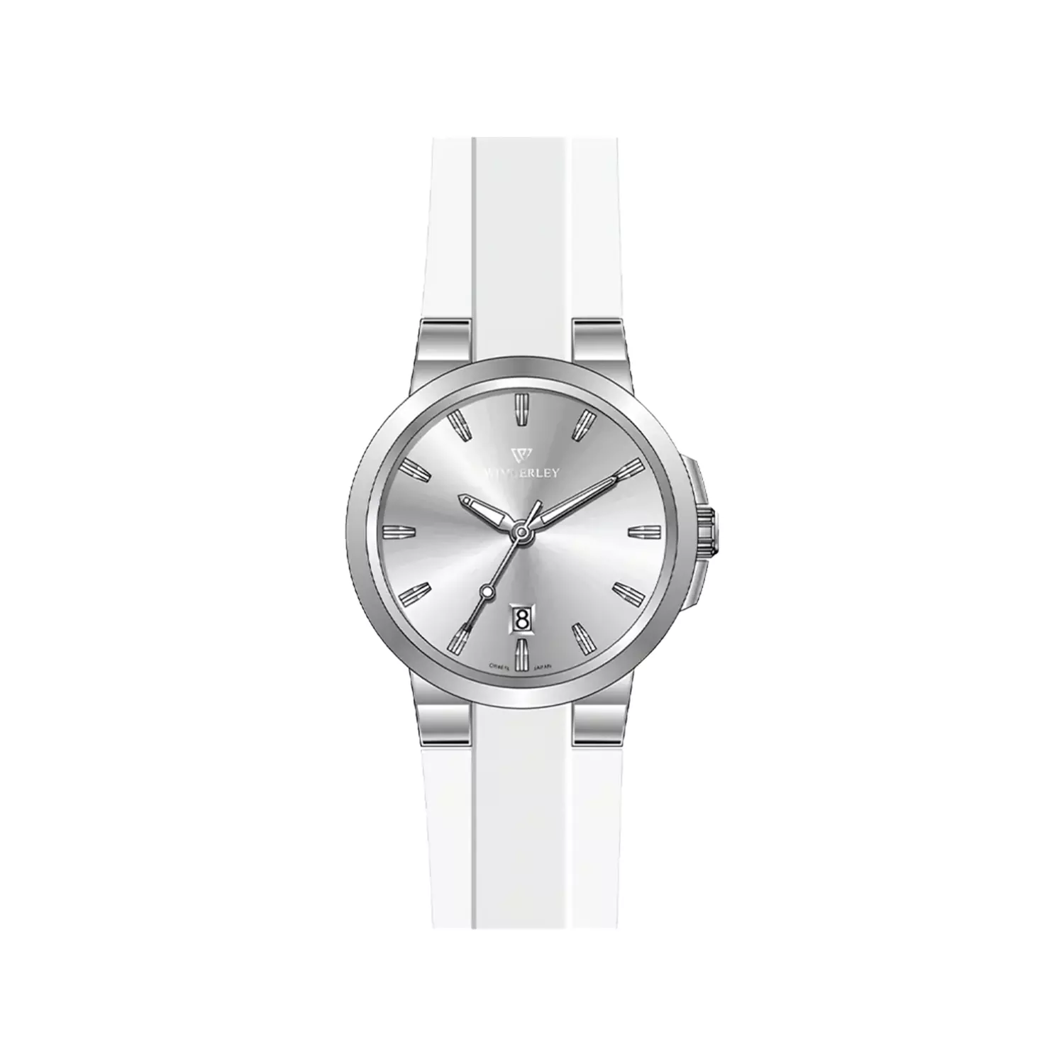 Wimberley-Watch-Code-WB-CR461L-A1.webp ساعت مچی ویمبرلی زنانه بند رابر سفید قاب نقره ای WB-CR461L-A - تصویر 1