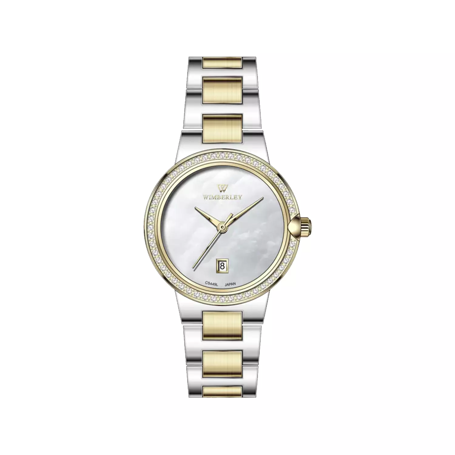 Wimberley-Watch-Code-WB-CS449L-P1.webp ساعت مچی ویمبرلی زنانه فلزی نقره ای طلایی WB-CS449L-P - تصویر 1