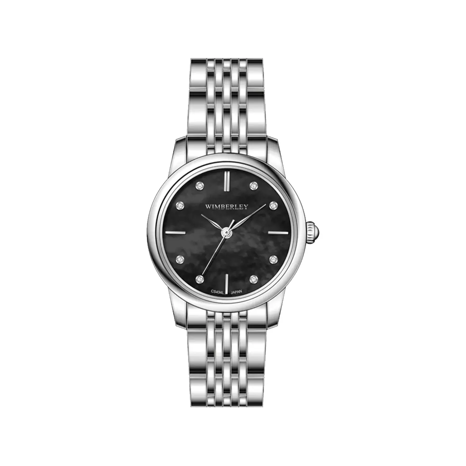 Wimberley-Watch-Code-WB-CS474L-B1.webp ساعت مچی ویمبرلی زنانه فلزی نقره ای صفحه مشکی WB-CS474L-B - تصویر 1