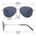 عینک آفتابی ری بن مردانه نقره ای شیشه مشکی RB 0101 - تصویر 3