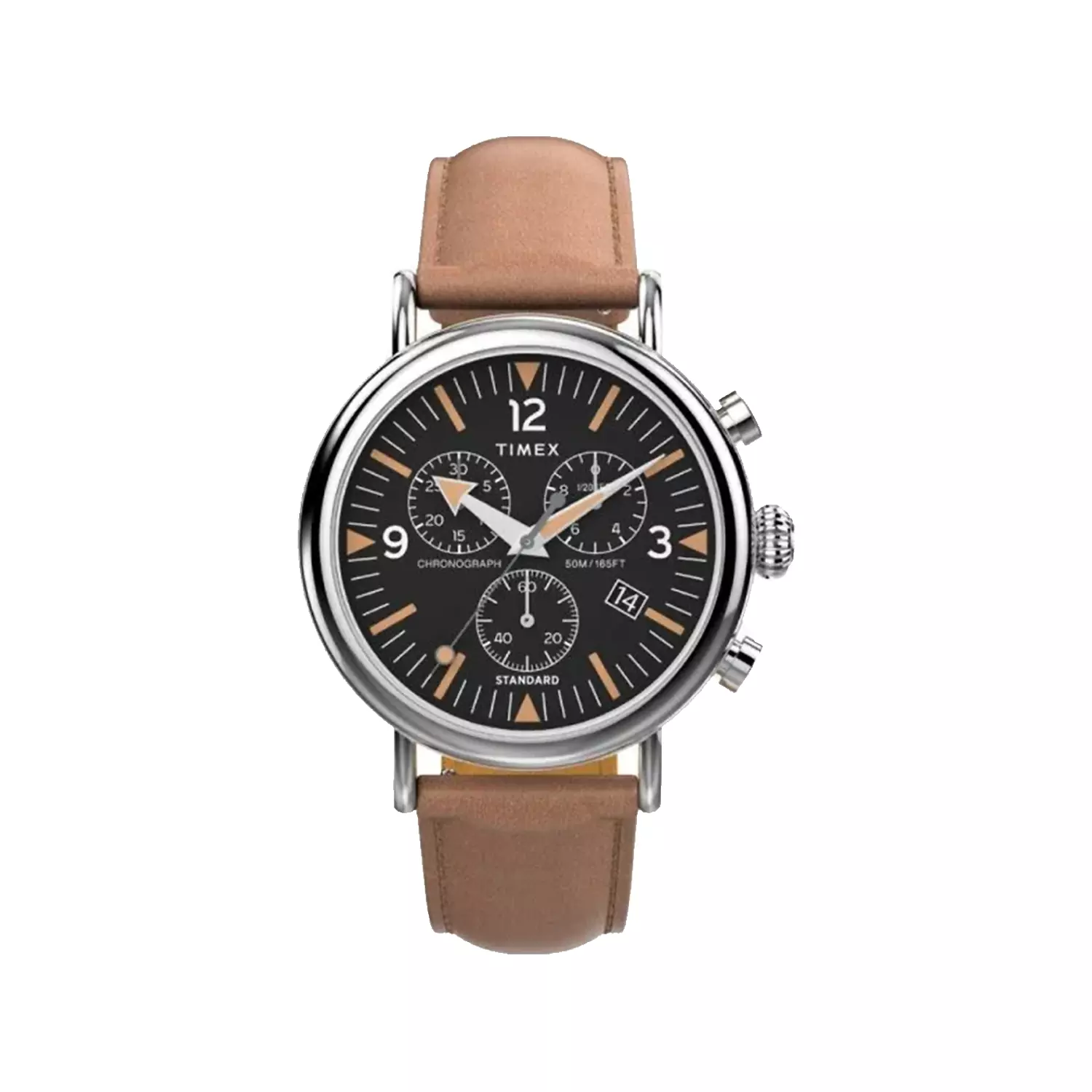 Timex-Watch-Code-TW2W845001.webp ساعت مچی مردانه تایمکس بند چرم عسلی کرنوگراف TW2W84500 - تصویر 1