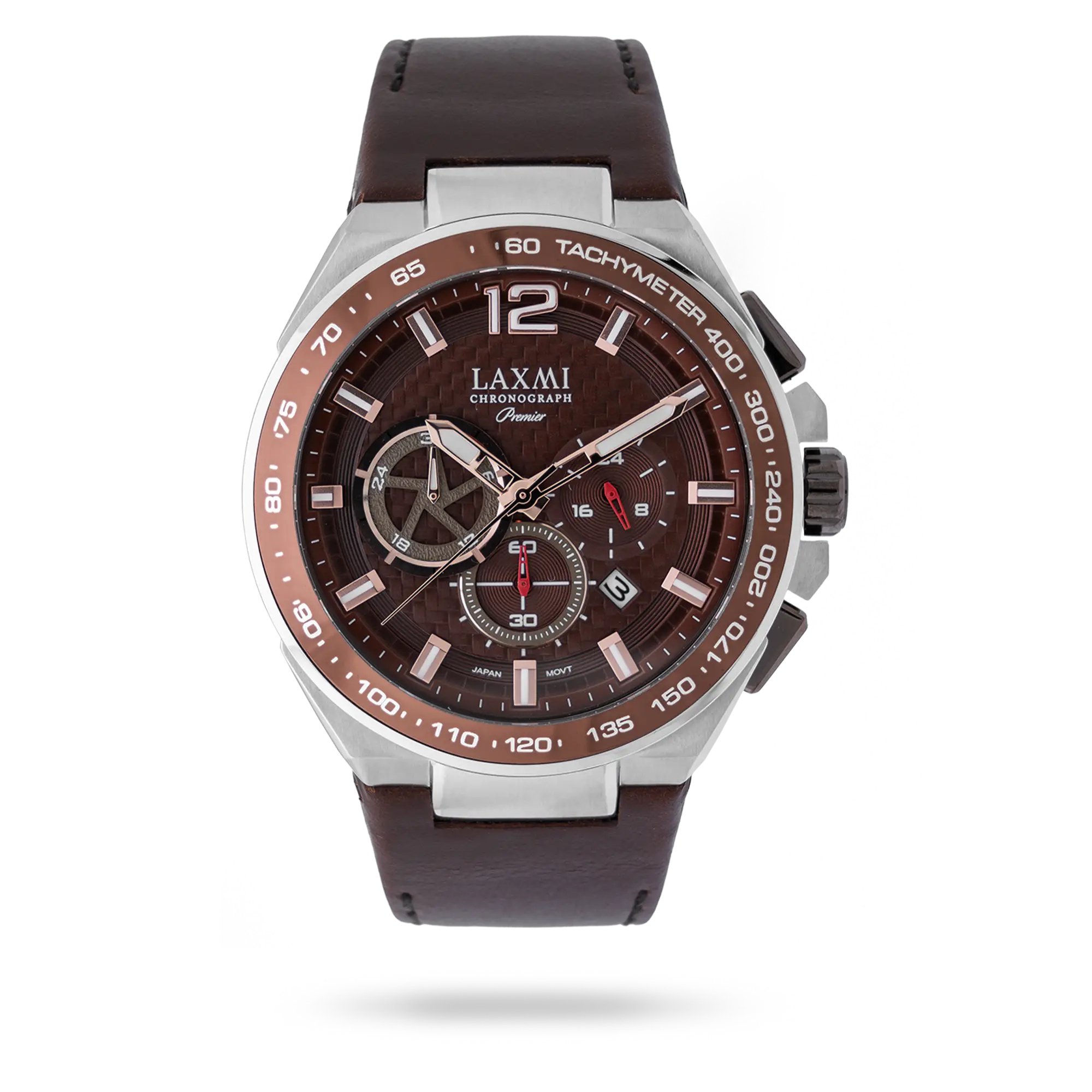 laxmiwatch-8132-2.webp ساعت مچی مردانه لاکسمی بند چرم نقره ای کد Laxmi 8132/2 - تصویر 1
